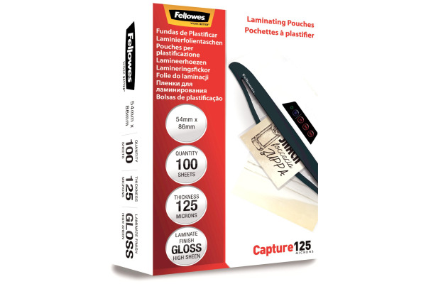 FELLOWES Laminiertasche 54x86mm 5306302 glanz, 125my 100 Stk