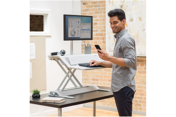 FELLOWES Lotus DX Sitz-Steh Workstation 8091501 weiss, USB & Qi