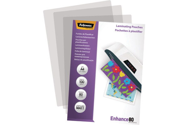 FELLOWES Laminiertasche A4 5452103 matt, 80my 100 Stk