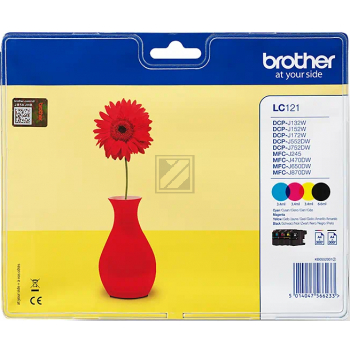 Brother Tintenpatrone gelb, magenta, schwarz, cyan (LC-121VALBP)