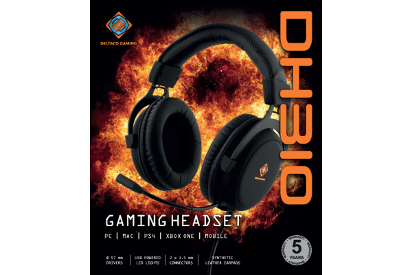 DELTACO Stereo Gaming Headset DH310 GAM-030 with LED, black
