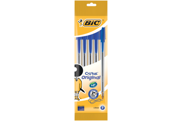 BIC Kugelschr.Cristal Original 1mm 802052 blau, Pouch 5 Stück