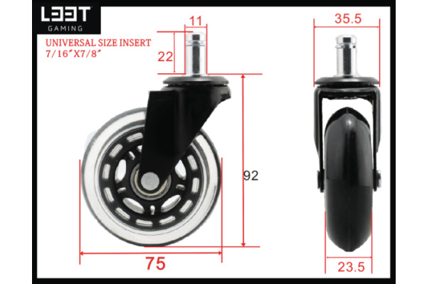 L33T Rubber wheels green, 5-pack 160531 for L33T chairs