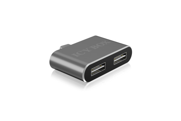 ICY BOX 2 Port USB 2.0 Type-A Hub IB-HUB1201 USB-C Host