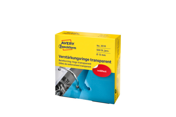 AVERY ZWECKFORM Verstärkungsringe 13mm transp. 3510 500 Stück