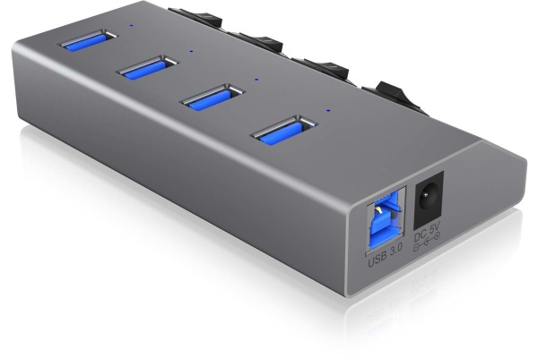 ICY BOX 4 Port Hub & Charger USB 3.0 IB-HUB1405 Aluminium