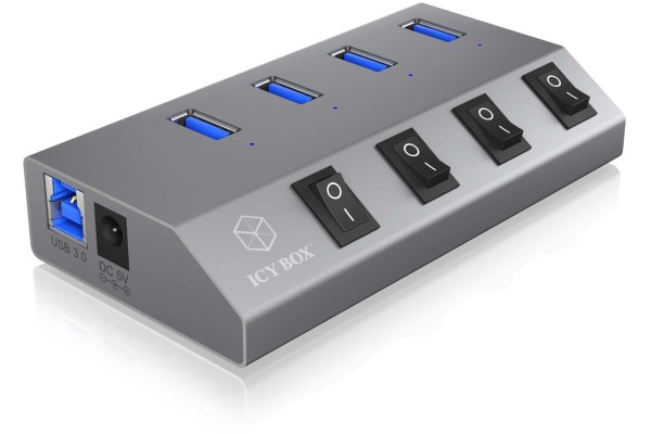 ICY BOX 4 Port Hub & Charger USB 3.0 IB-HUB1405 Aluminium