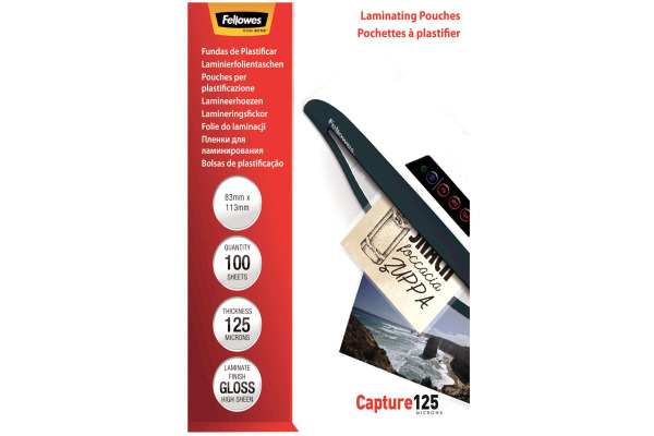 FELLOWES Folientasche 125mic 83x113mm 5307101 glossy 100 Stück