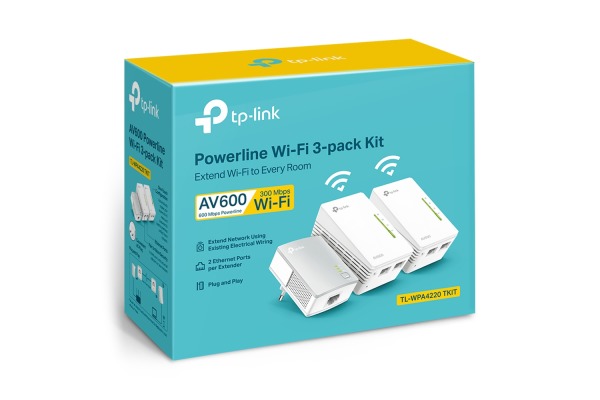 TP-LINK 2-port Powerline WiFi Exten. TLWPA4220 AV500 Triple KIT