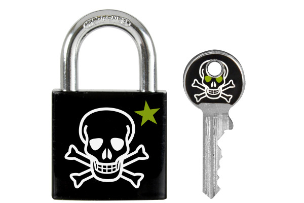 MASTER LOCK Vorhangschloss 30mm 66246800 Totenkopf Motiv