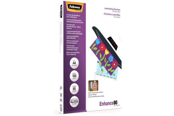 FELLOWES Laminiertasche A4 5302202 glanz, 80my selbstkl. 100 Stk