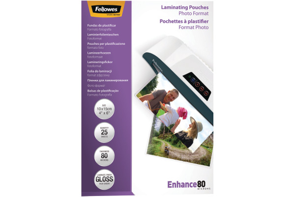 FELLOWES Laminiertasche 10x15cm 5440602 glanz, 80my 25 Stk