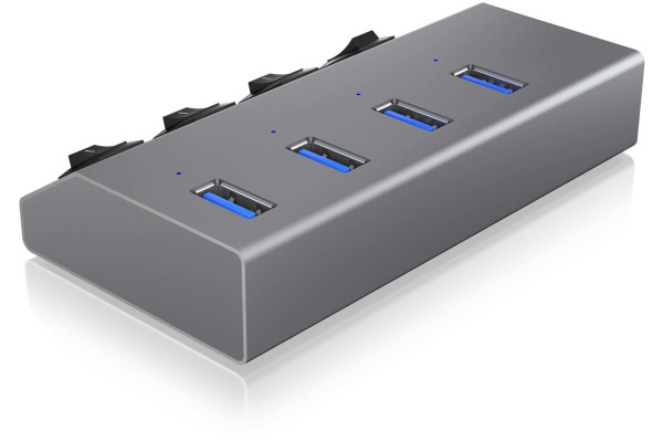 ICY BOX 4 Port Hub & Charger USB 3.0 IB-HUB1405 Aluminium
