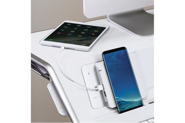 FELLOWES Lotus DX Sitz-Steh Workstation 8091501 weiss, USB & Qi