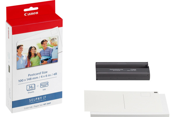 Canon Fotopapier 100 x 150mm weiß farbig 36 Blatt (7737A001, KP-36IP)