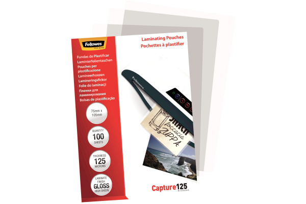 FELLOWES Laminiertasche 75x105mm 5306901 glanz, 125my 100 Stk