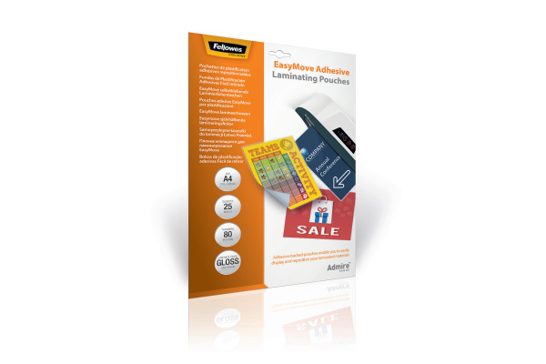 FELLOWES Laminiertasche A4 5601703 glanz, 80my, selbstkl. 25 Stk.