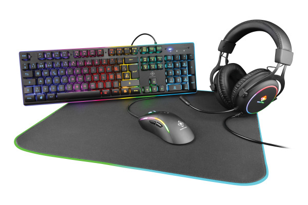 DELTACO 4-in-1 gaming Gear Kit RGB GAM-084-CH black