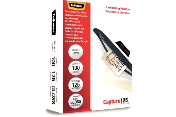 FELLOWES Laminiertasche 65x95mm 5306702 glanz, 125my 100 Stk