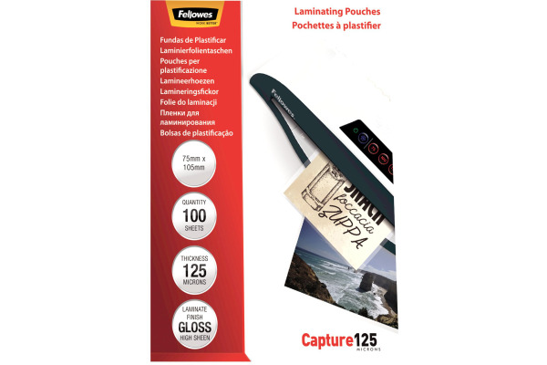 FELLOWES Laminiertasche 75x105mm 5306901 glanz, 125my 100 Stk