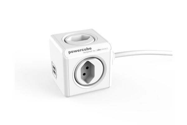 POWERCUBE Socket extend white 66.7890WS 4xT.13 2xUSB 5V 2.1A
