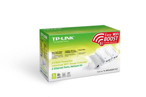 TP-LINK 2-port Powerline WiFi Exten. TLWPA4220 AV500 Triple KIT