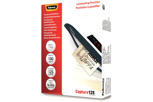 FELLOWES Folientasche 125mic 83x113mm 5307101 glossy 100 Stück
