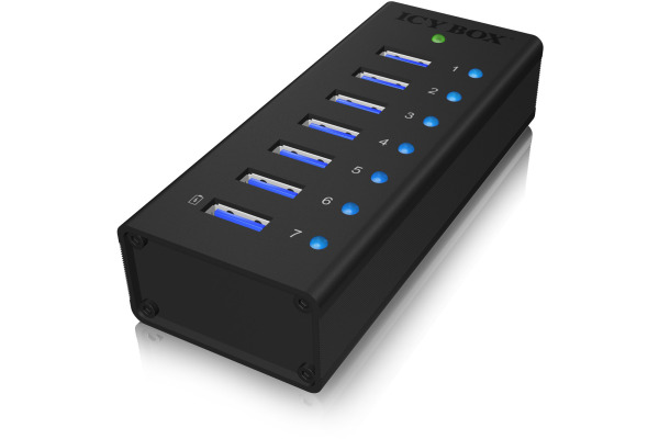 ICY BOX 7 Port Hub USB 3.0 IB-AC618 robust alluminium black