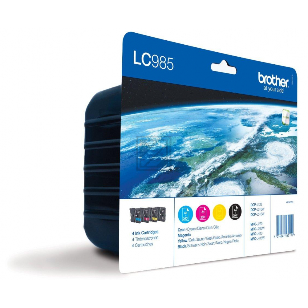 Brother Tintenpatrone gelb, magenta, schwarz, cyan (LC-985VALBP)