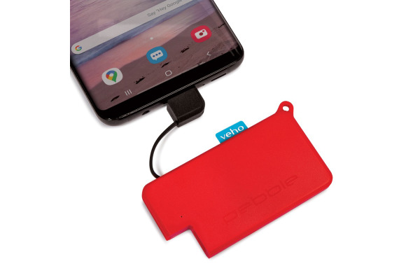 VEHO PebblePokket PowerBank 1000mAh VPP-017-PK-RD micro size keyring red