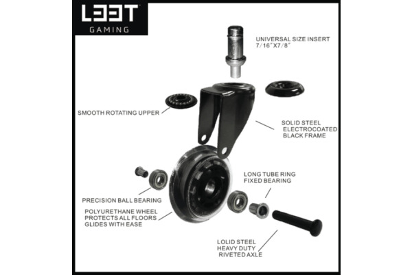 L33T Rubber wheels green, 5-pack 160531 for L33T chairs