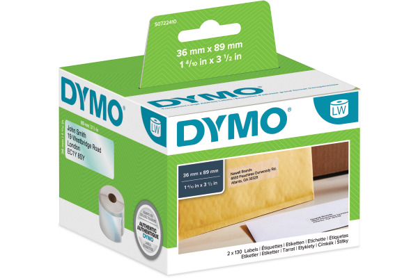 DYMO Adressetiketten PP 89x36mm S0722410 transp., permanent 260 Stk.