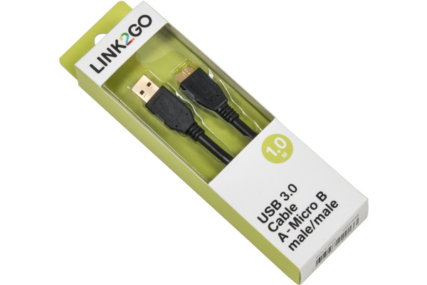 LINK2GO USB 3.0 Cable A - Micro B, US3313FBB male/male, 1.0m