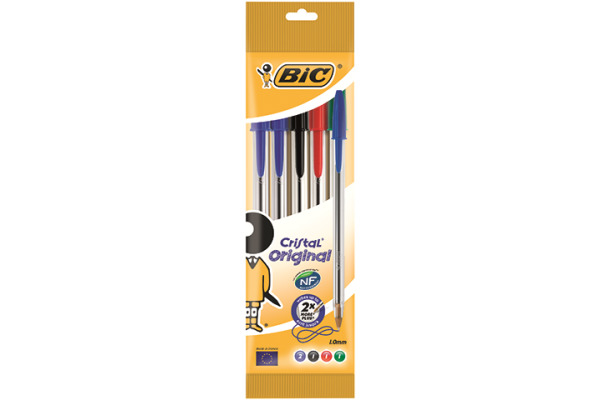 BIC Kugelschr.Cristal Original 1mm 802054 ass., Pouch 5 Stück