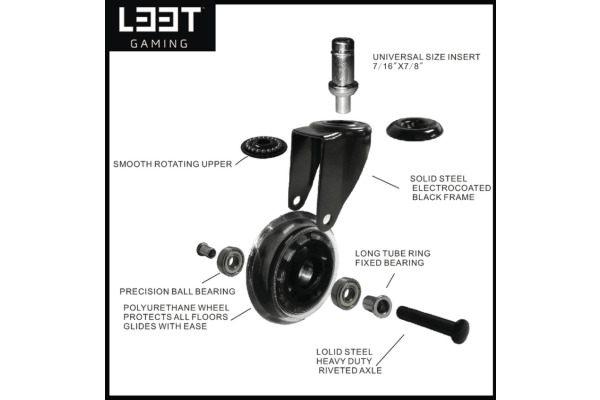 L33T Rubber wheels black, 5-pack 160528 for L33T chairs