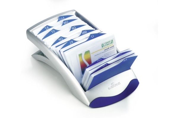 DURABLE Visitenkartenbox VISIFIX DESK 241323 silber, f. 200 Karten 104x72mm