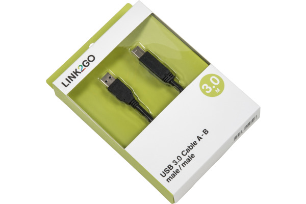 LINK2GO USB 3.0 Cable A-B US3213MBB male/male, 3.0m