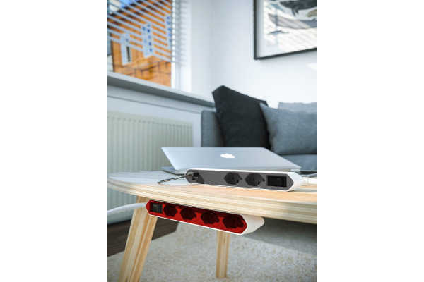 POWERCUBE Socket-rail grey/white 66.9122 2xT.13 2xUSB 5V 2.1A