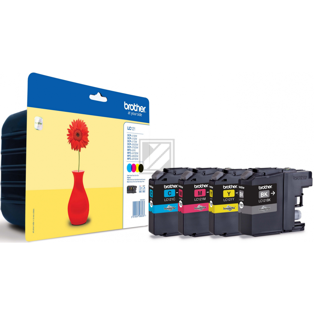 Brother Tintenpatrone gelb, magenta, schwarz, cyan (LC-121VALBP)