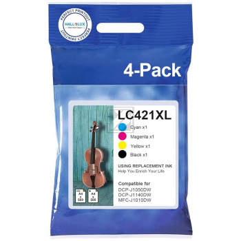 Brother Tintenpatrone gelb, magenta, schwarz, cyan HC (LC-421XLVAL)
