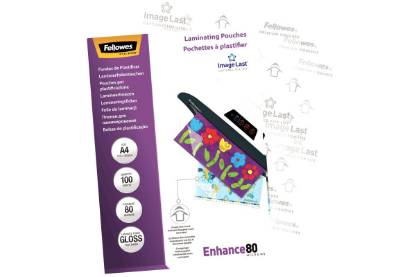 FELLOWES Laminiertasche A4 5302202 glanz, 80my selbstkl. 100 Stk