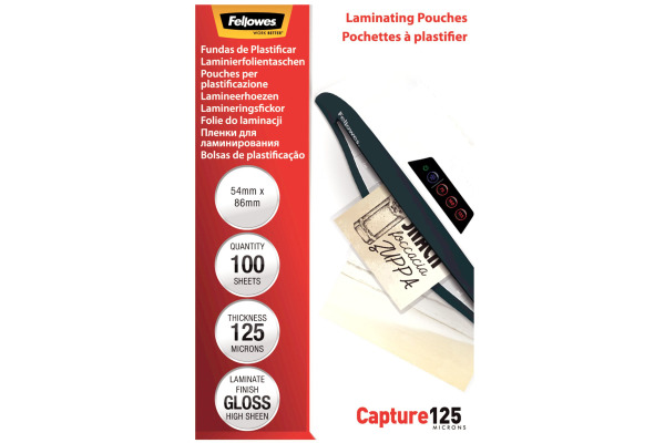 FELLOWES Laminiertasche 54x86mm 5306302 glanz, 125my 100 Stk