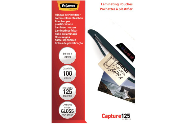 FELLOWES Laminiertasche 60x90mm 5397402 glanz, 125my 100 Stk