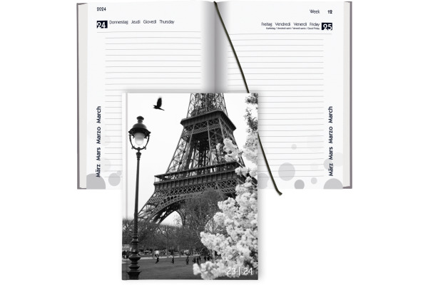 BIELLA Schüleragenda BlackWhite 23/24 806544860024 1T/1S, wattiert,FSC 12x16.5cm