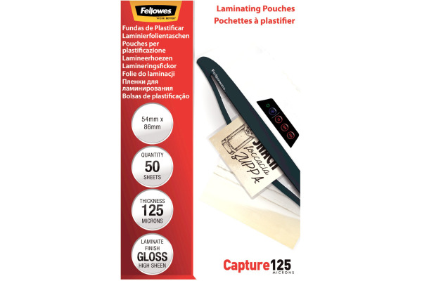 FELLOWES Laminiertasche 54x86mm 5396602 glanz, 125my 50 Stk