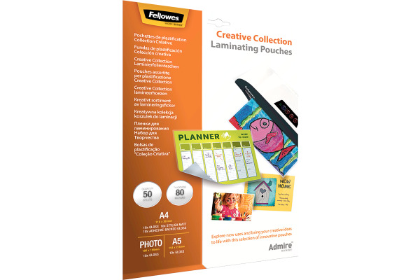 FELLOWES Laminiertasche Set 5602301 div., Creative 50 Stk.