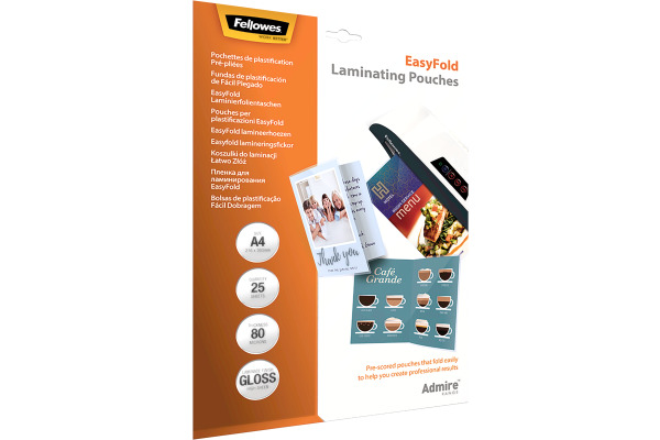 FELLOWES Laminiertasche A4 5601901 glanz, 80my 25 Stk.