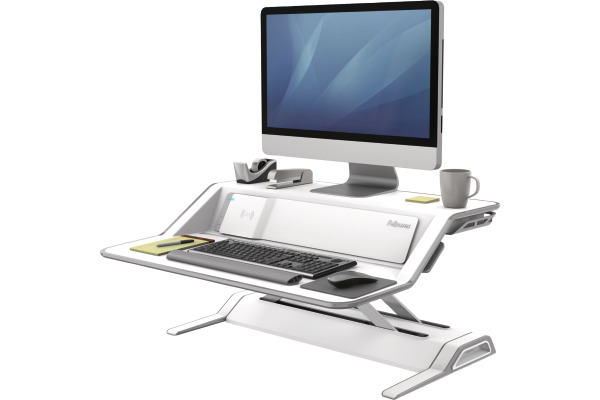 FELLOWES Lotus DX Sitz-Steh Workstation 8091501 weiss, USB & Qi
