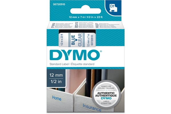 DYMO Schriftband D1 blau/transp. S0720510 12mm/7m