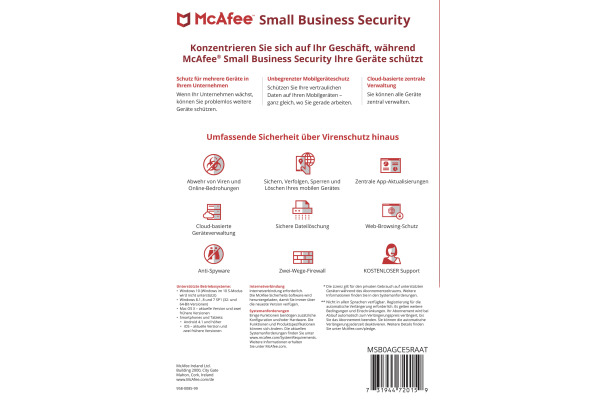MCAFEE Small Business Secur.5 Dev MSB0AGCE5RAAT Code in a Box